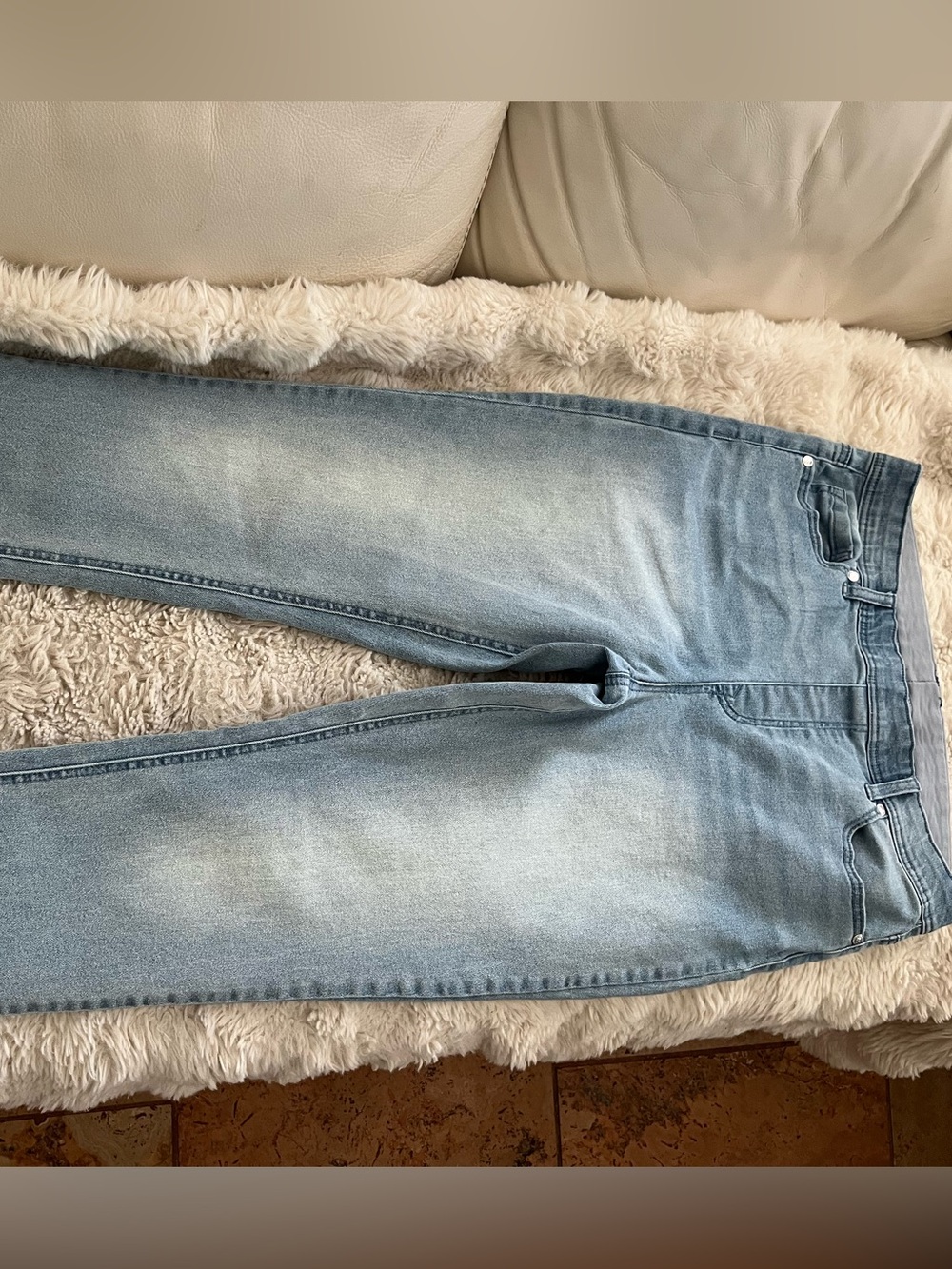 Diane Gilman Light Blue Faded elastic waist jeans
